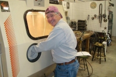 Dave helping sand blast parts
